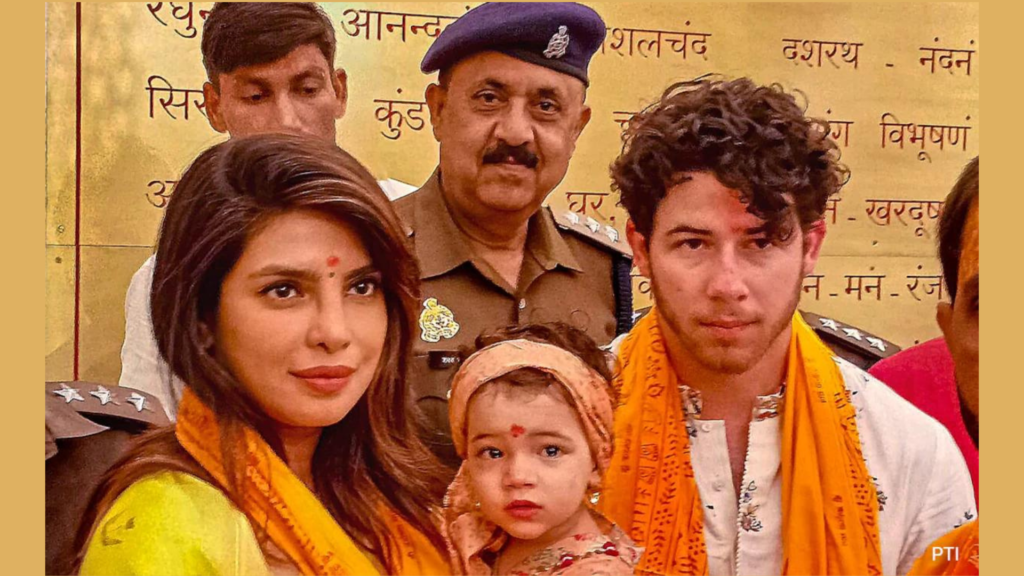 Priyanka Chopra along with Nick Jonas and her daughter Malti worshiped at Ayodhya Ram temple.